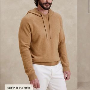 Banana Republic men’s JAMES WOOL-CASHMERE HOODIE in Camel Size Medium